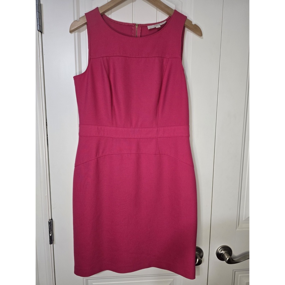 Loft Pink Sleeveless Sheath Dress Exposed Back Zip Size 8 17-279830